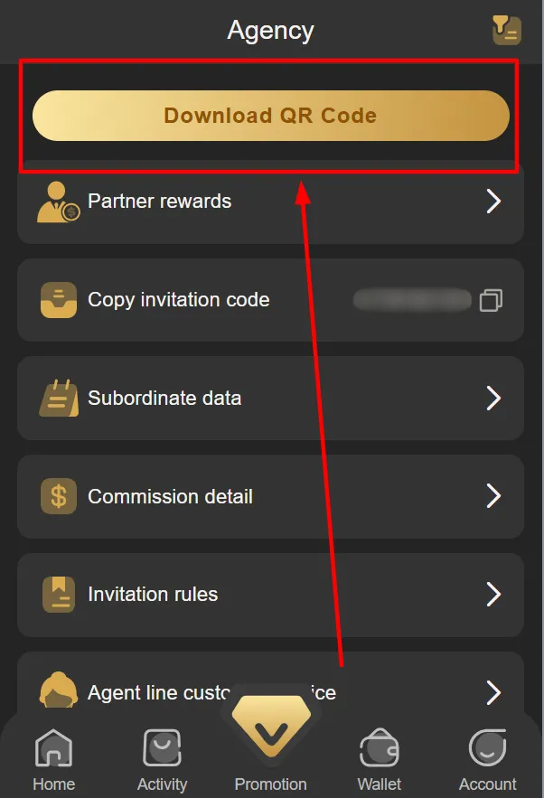 Download option highlighted for saving the TPPlay invitation QR code
